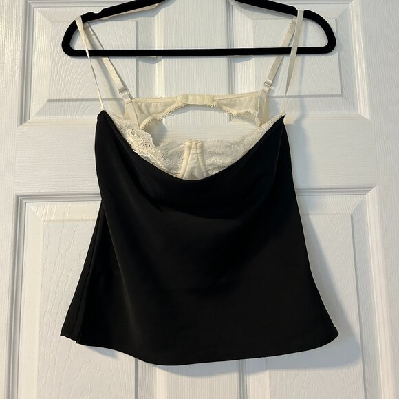 Black and Cream Camisole with Bustier Tie Front - Picture 2 of 3